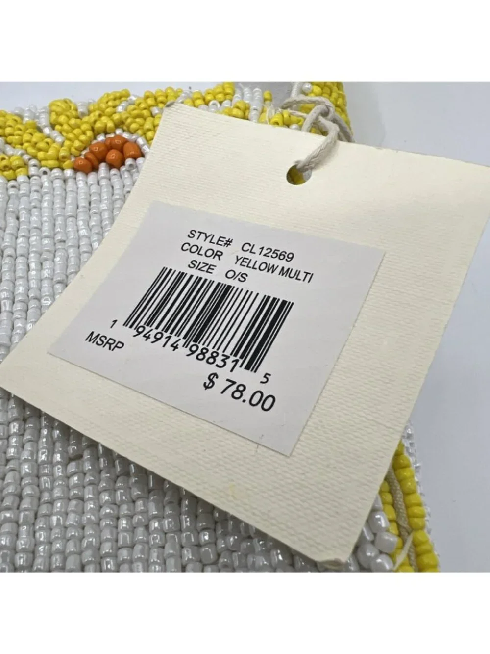 SOL and MER Beaded Sunflower Daisy Floral Baguette Bag Purse Yellow NWT Viral